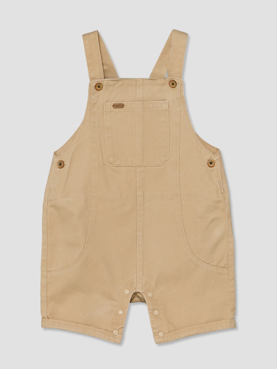 Crew Neck Short Sleeves T-Shirt and Dungaree Set with Pockets