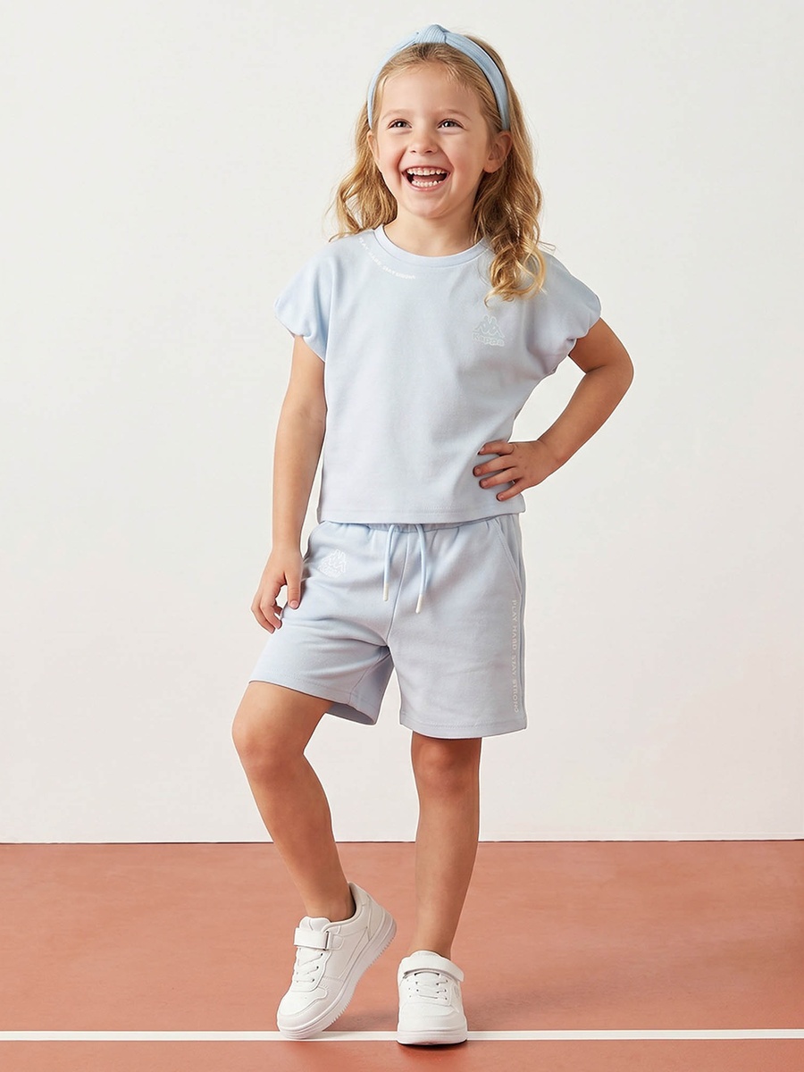 Crew Neck Short Sleeves T-Shirt and Shorts Set with Drawstring Closure