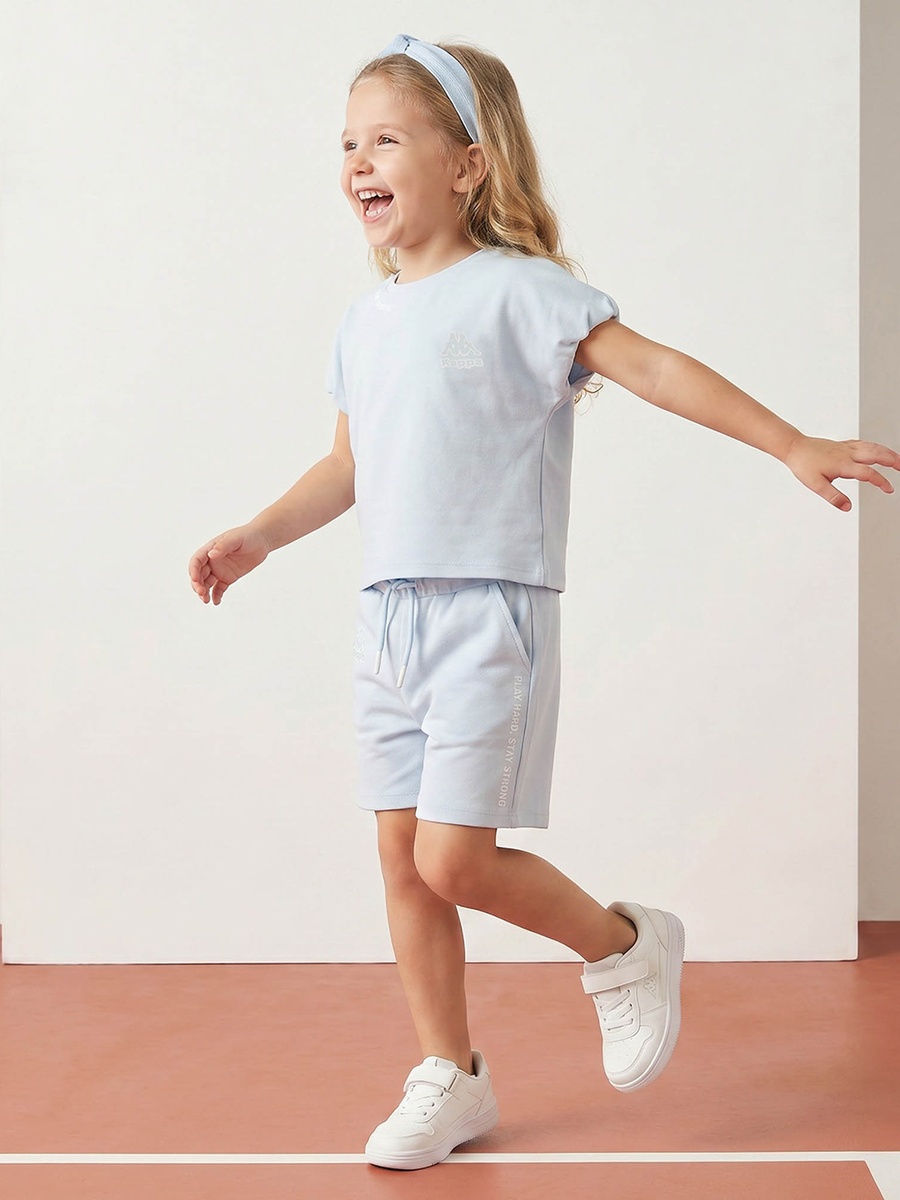 Crew Neck Short Sleeves T-Shirt and Shorts Set with Drawstring Closure