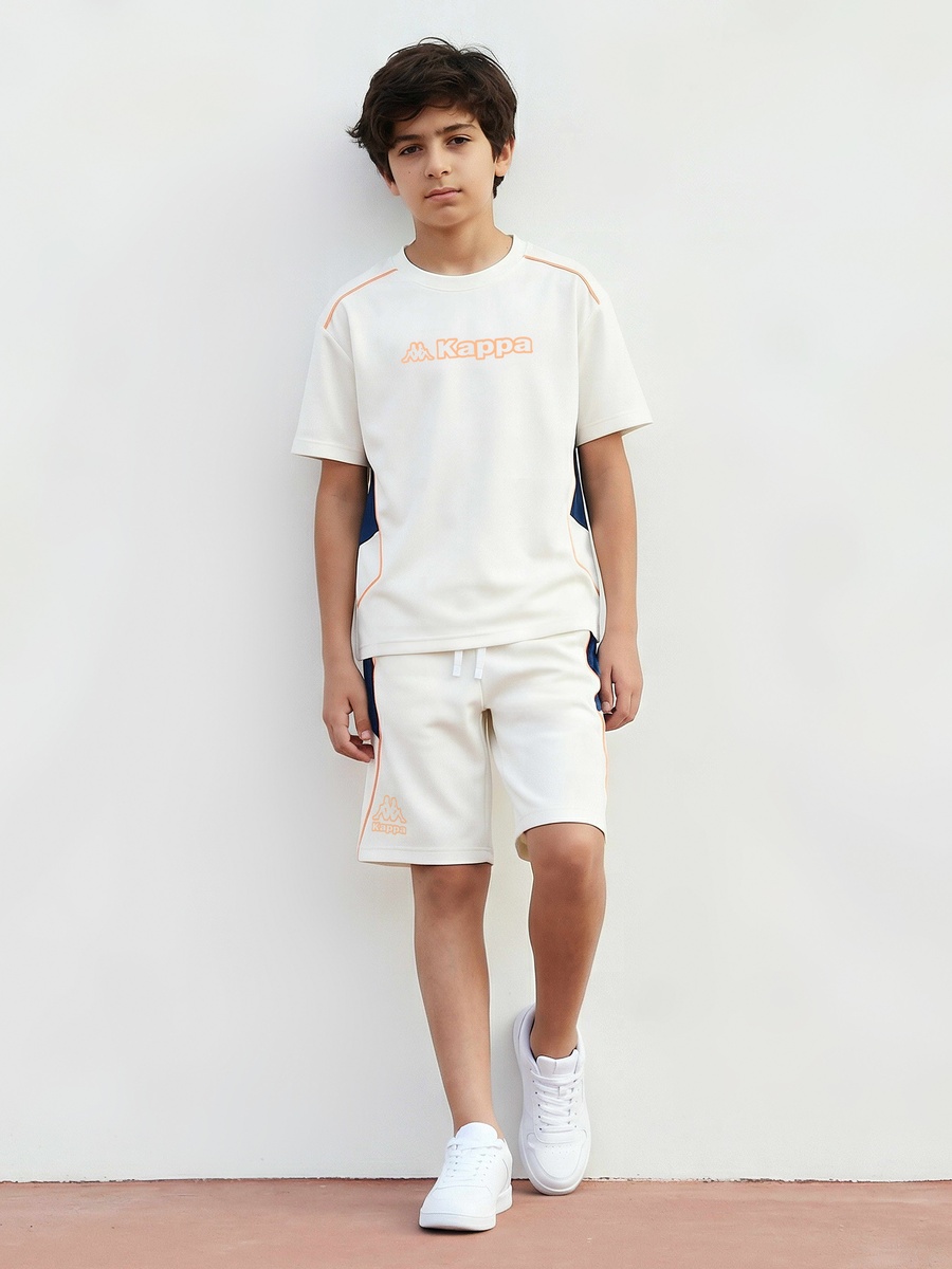 Crew Neck Short Sleeves T-Shirt and Shorts Set with Colourblock Panel