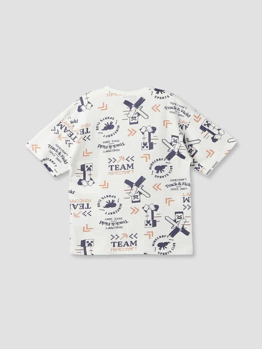 Crew Neck Short Sleeve T-Shirt and Shorts Set with Gaming Print