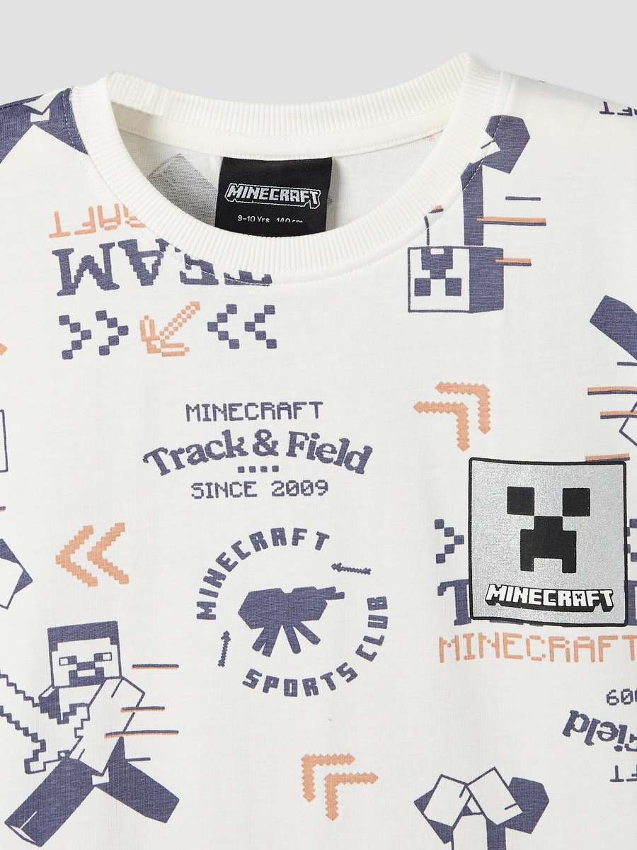 Crew Neck Short Sleeve T-Shirt and Shorts Set with Gaming Print