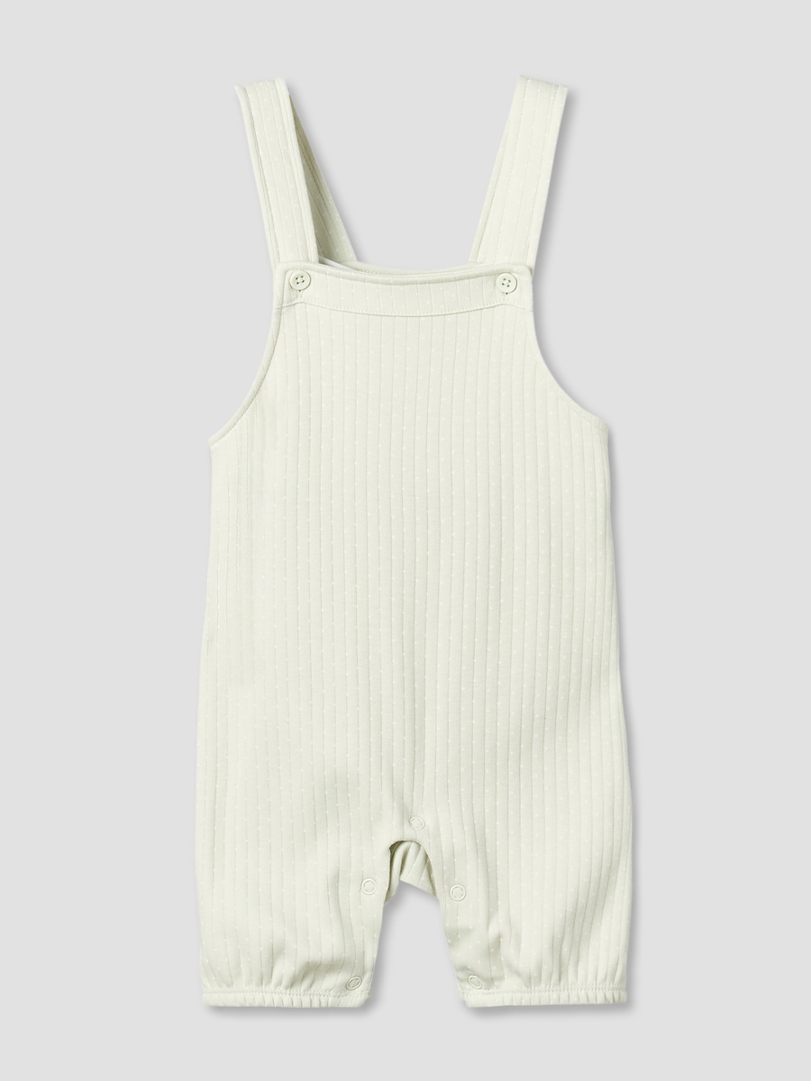 Round Neck Short Sleeves T-Shirt and Dungaree Set with Ribbed Design