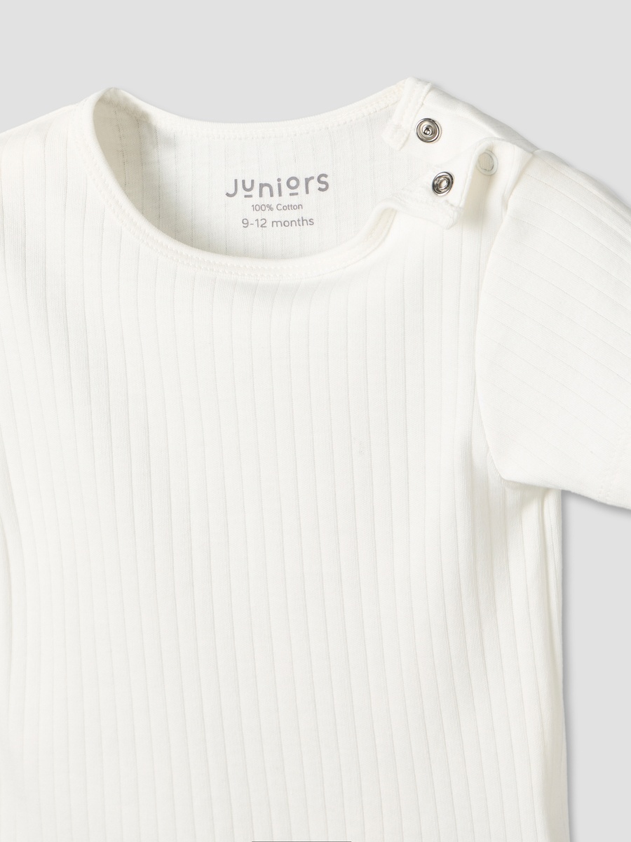 Round Neck Short Sleeves T-Shirt and Dungaree Set with Ribbed Design