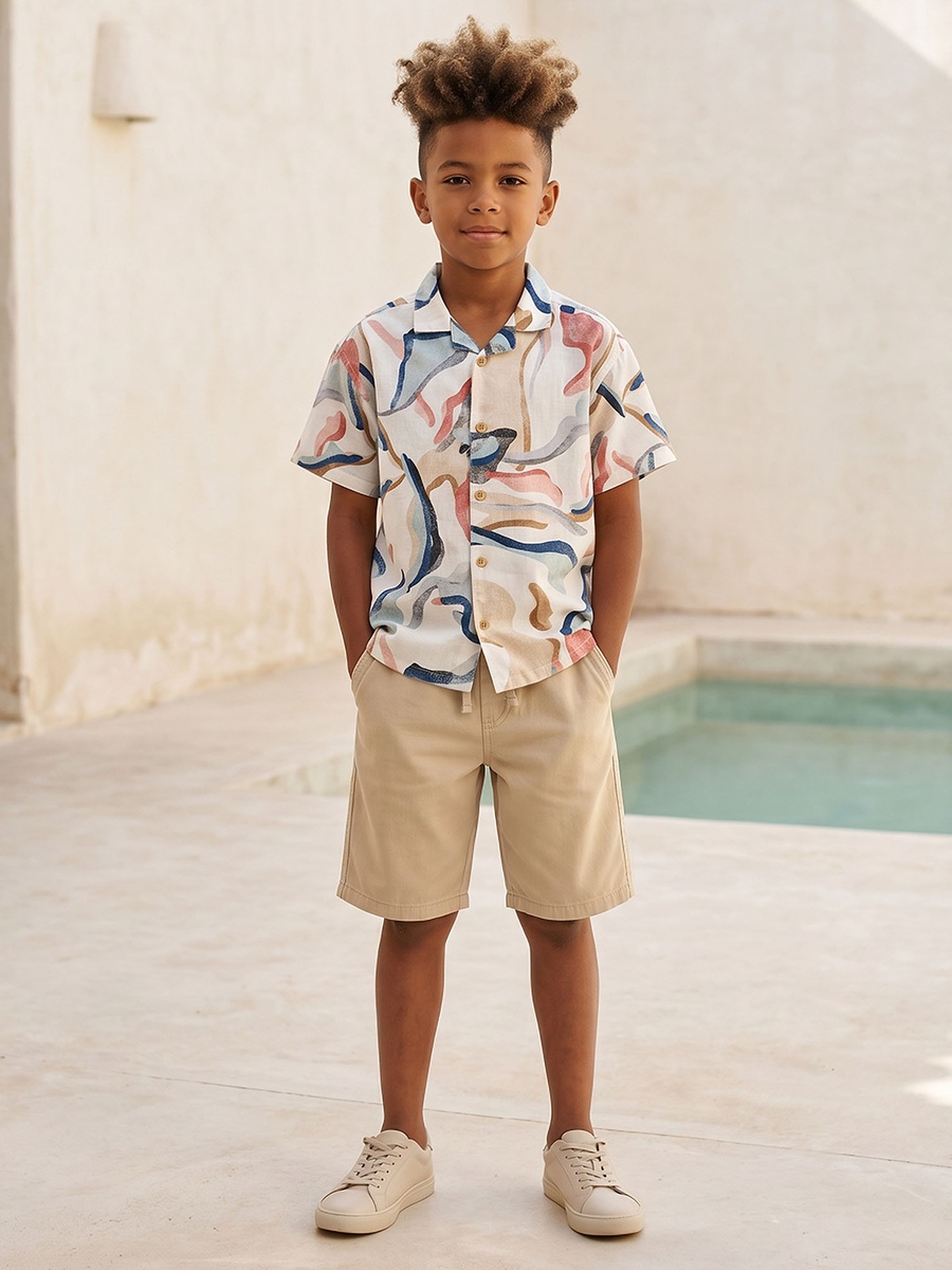 Short Sleeve Shirt with Abstract Print