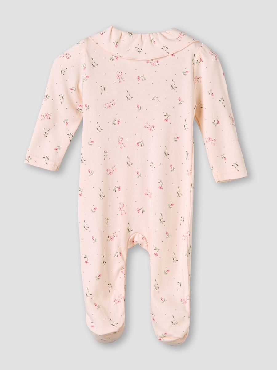 Bamboo Cotton Collared Long Sleeve Sleepsuit with Floral Print