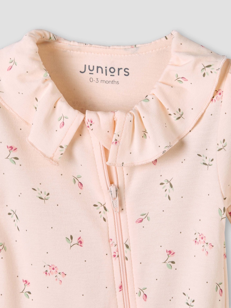 Bamboo Cotton Collared Long Sleeve Sleepsuit with Floral Print
