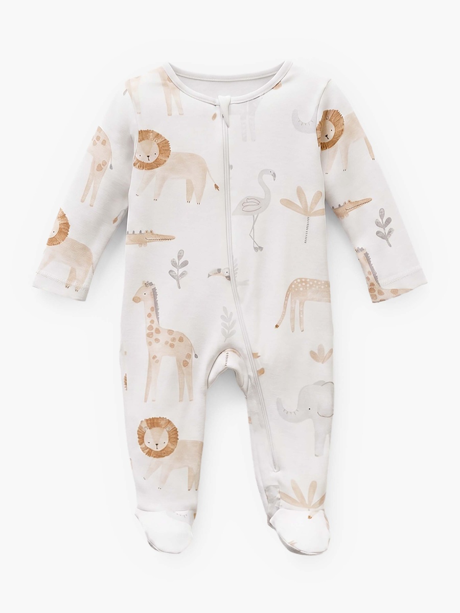 Pack of 5 Cotton Round Neck Long Sleeves Sleepsuit with Zip Closure
