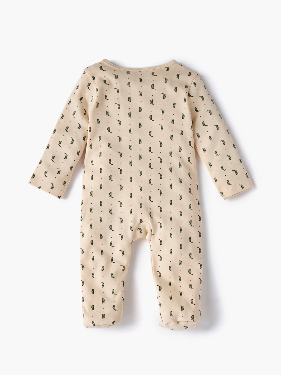 Printed Sleepsuit with Long Sleeves and Zip Closure