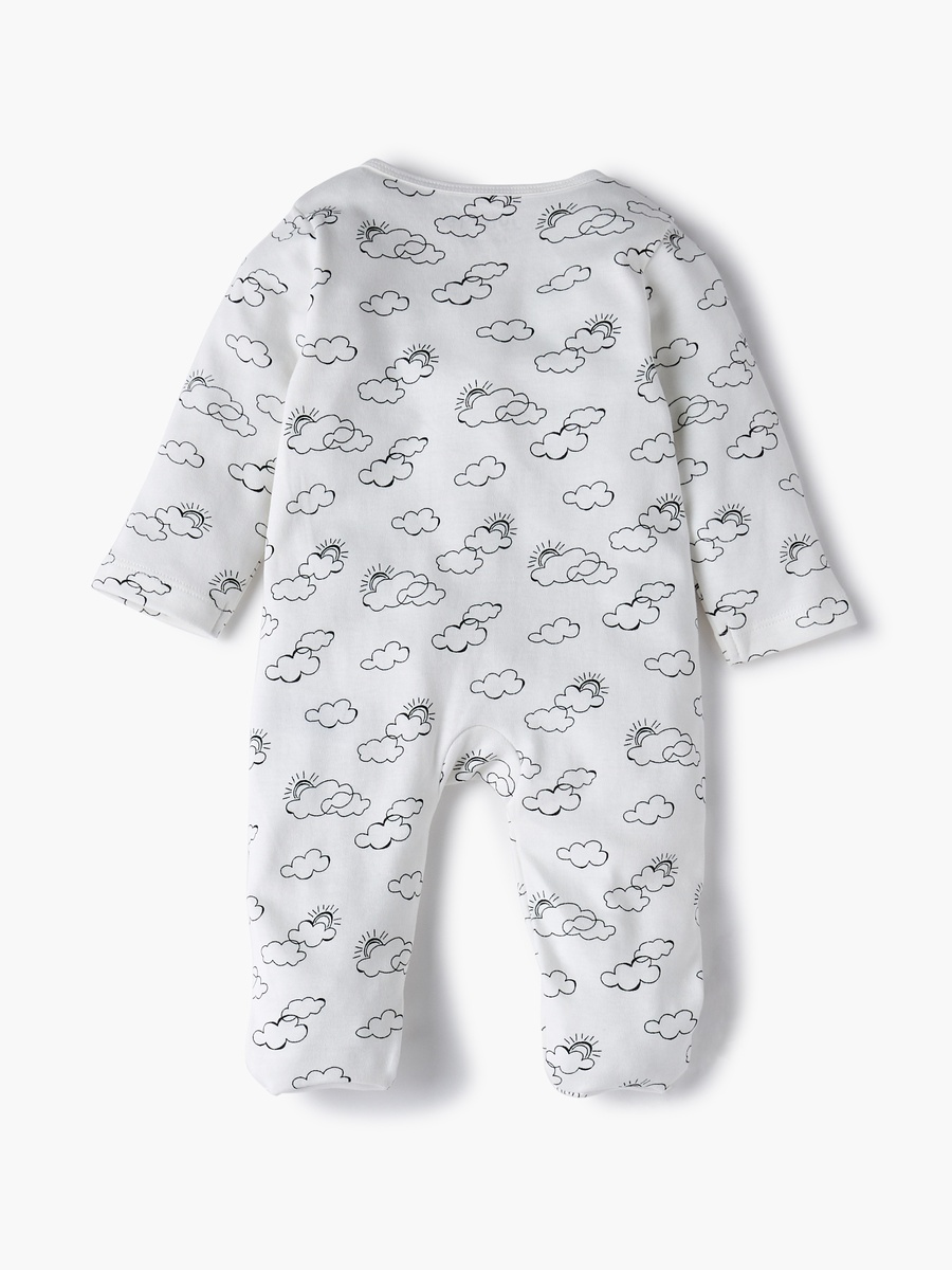Cloud Print Sleepsuit with Long Sleeves and Zip Closure