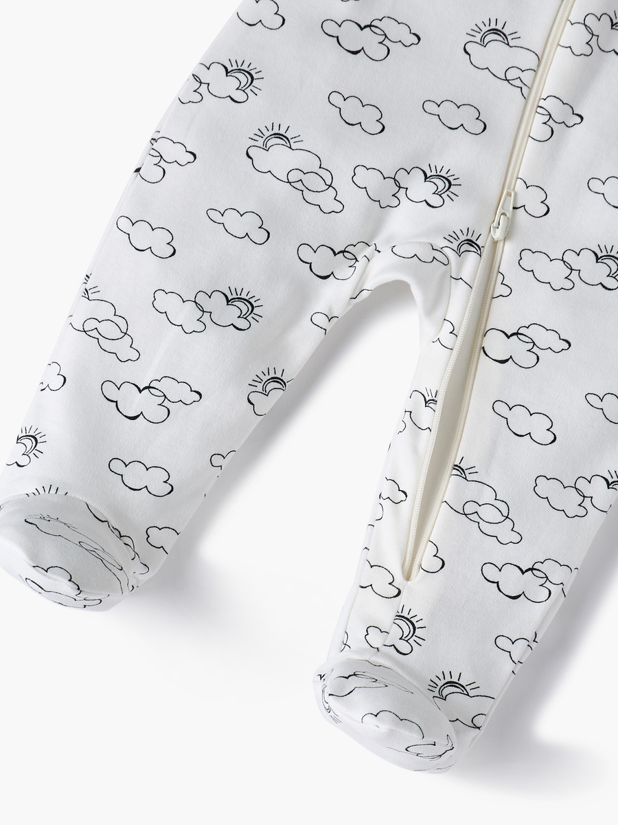 Cloud Print Sleepsuit with Long Sleeves and Zip Closure