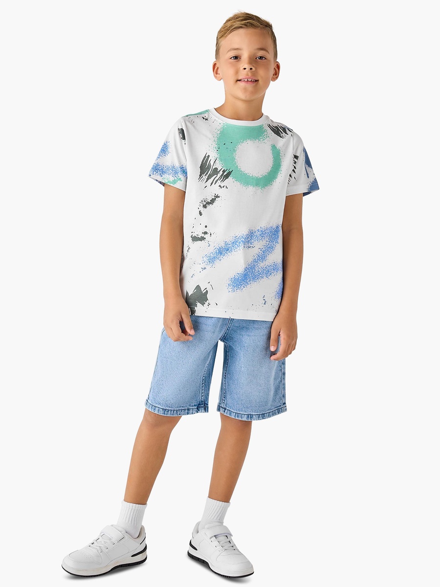 Crew Neck Short Sleeves T-Shirt with Abstract Print