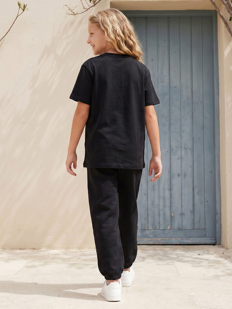 Crew Neck Short Sleeves T-Shirt and Joggers Set