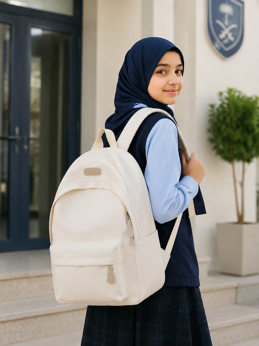 Solid Zip Pocket Backpack