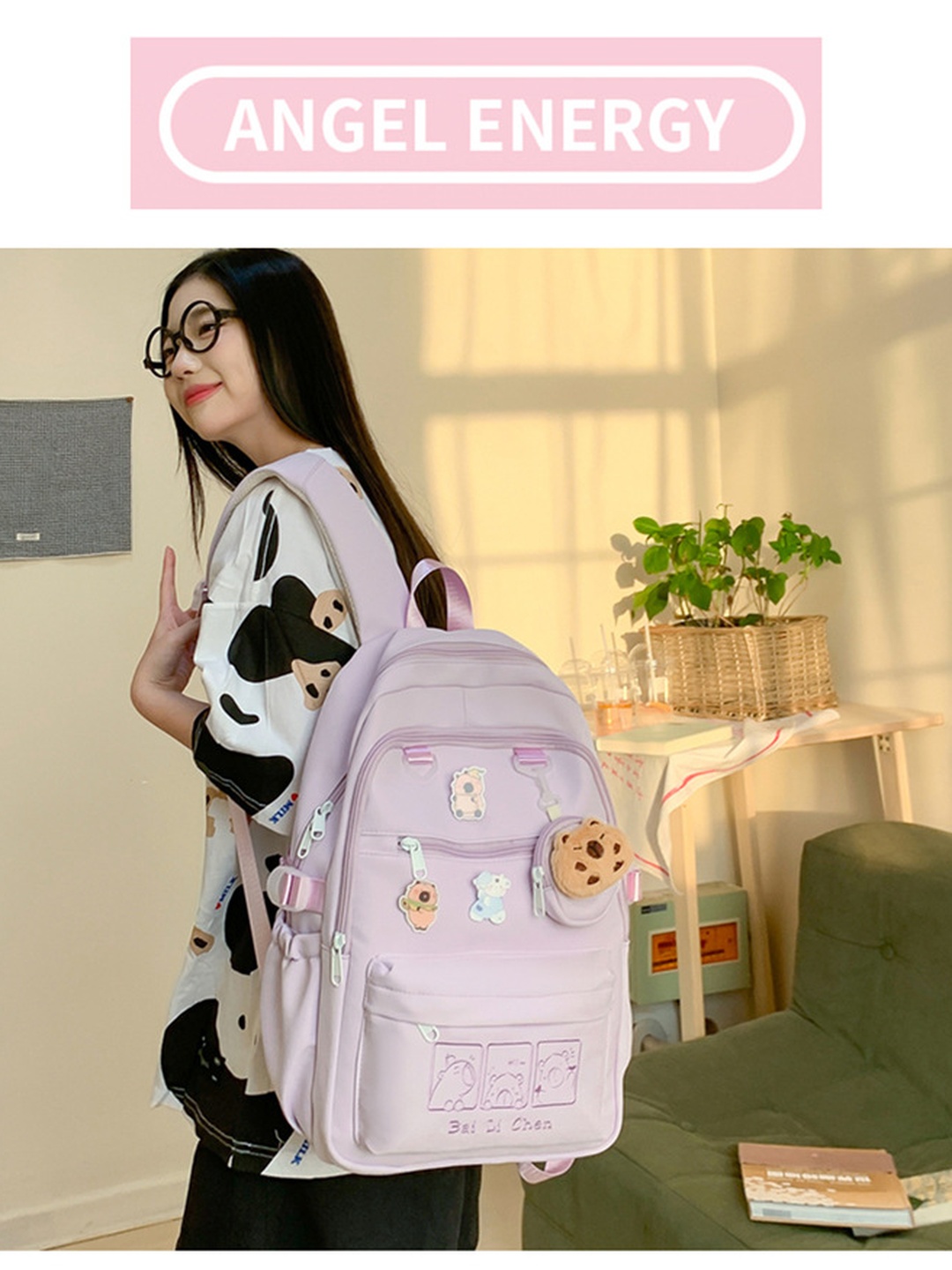 Teddy Pocket Print Backpack