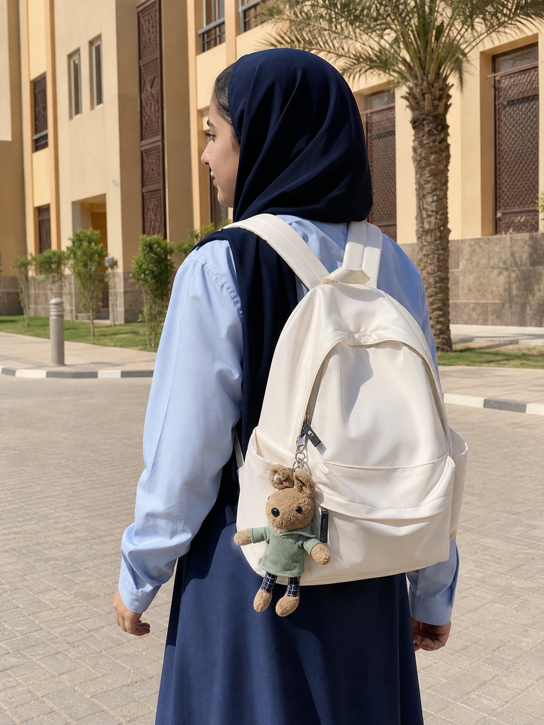 Solid Zip Pocket Backpack