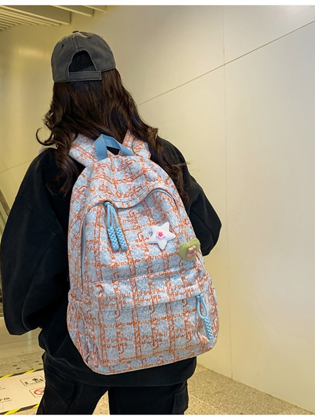 Checked Pattern Backpack