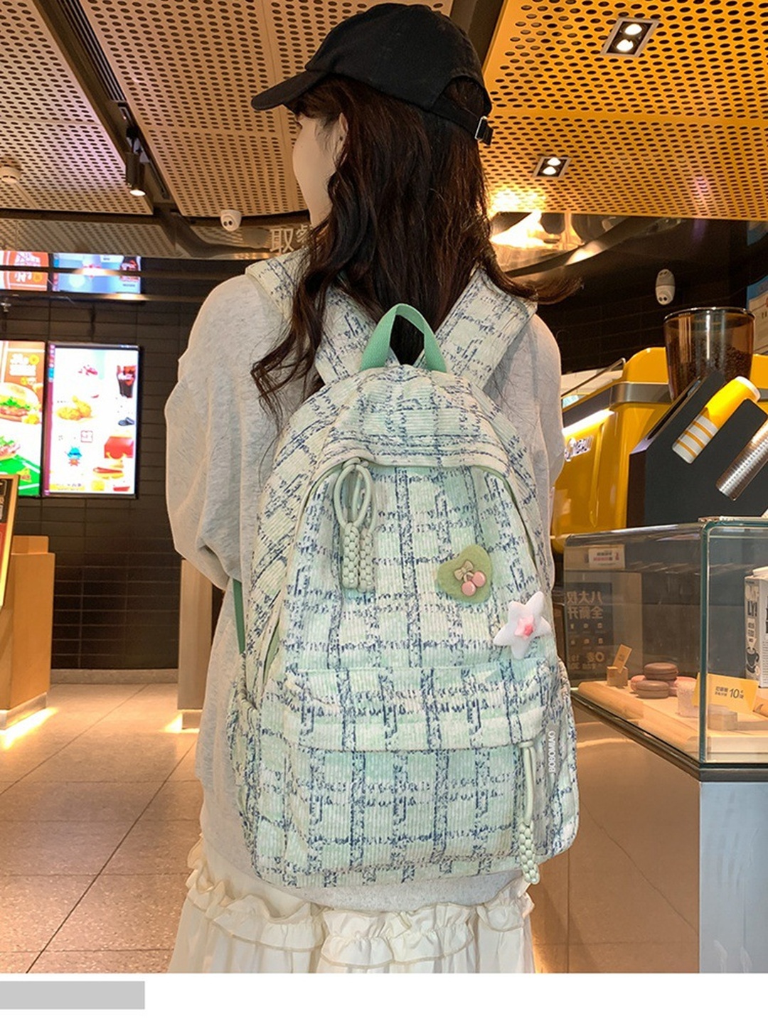 Checked Pattern Backpack