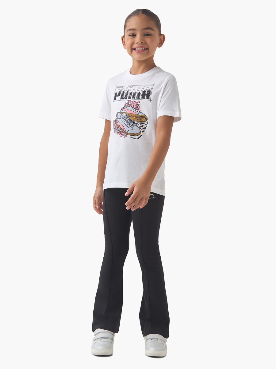 Girls Cotton Crew Neck T-Shirt with Graphic Print and Short Sleeves