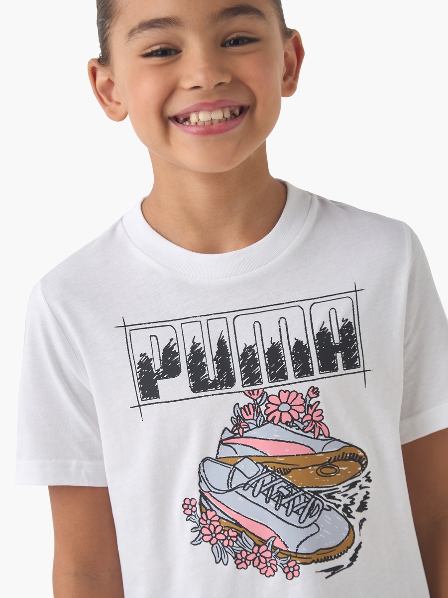 Girls Cotton Crew Neck T-Shirt with Graphic Print and Short Sleeves