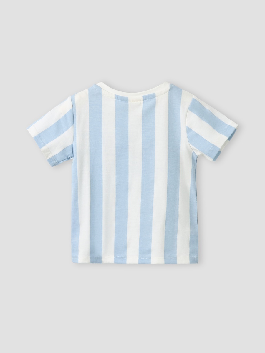 Crew Neck Short Sleeves T-Shirt with Stripes