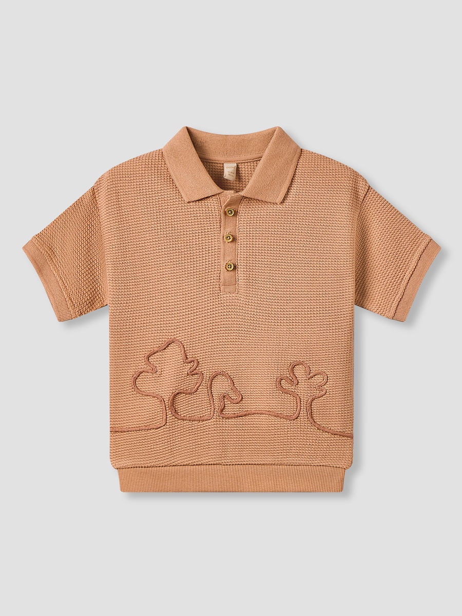Collared Short Sleeve Polo T-Shirt with Embroidery