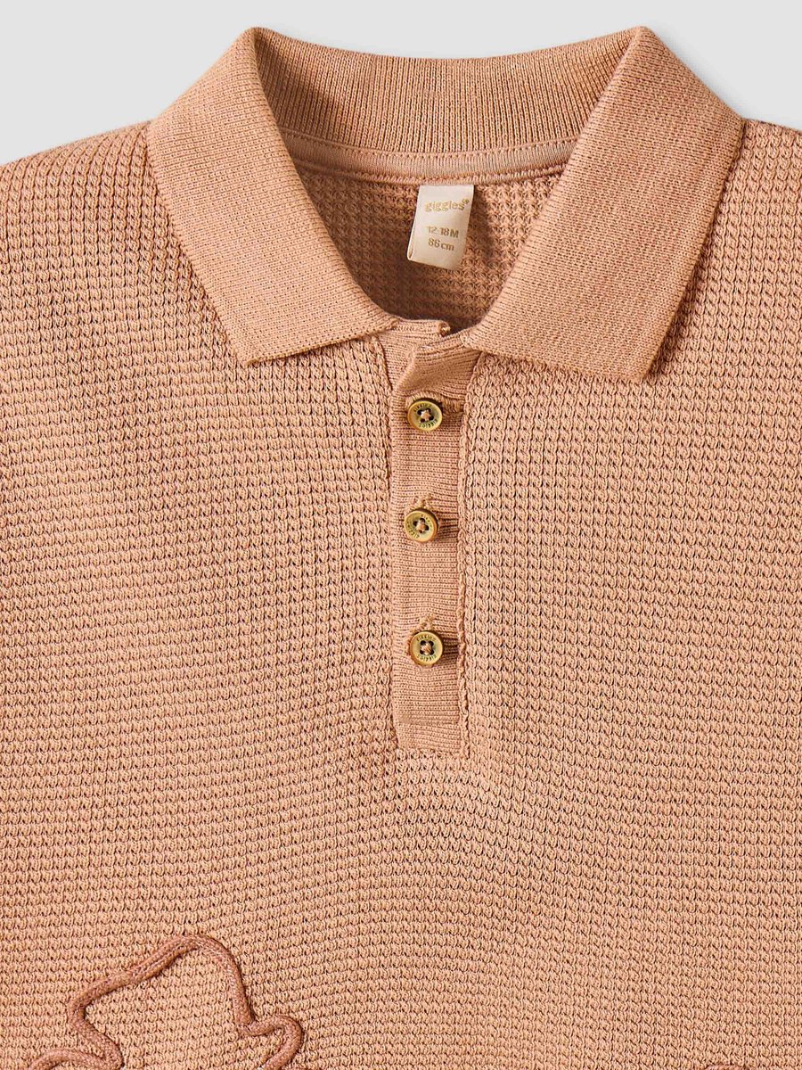 Collared Short Sleeve Polo T-Shirt with Embroidery