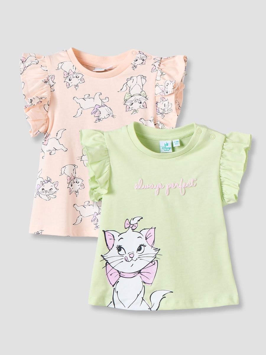 Pack of 2 Crew Neck Sleeveless T-Shirt with Marie Print