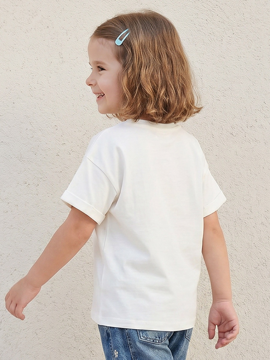 Crew Neck Short Sleeves T-Shirt with Ice Cream Print