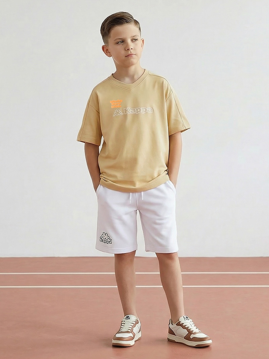 V-Neck Short Sleeves T-Shirt with Logo Print