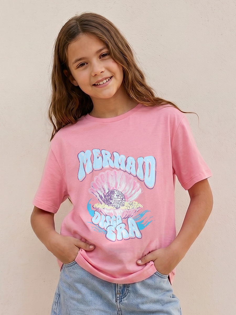 Crew Neck Short Sleeves T-Shirt with Disco Ball Print