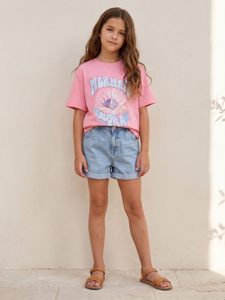 Crew Neck Short Sleeves T-Shirt with Disco Ball Print