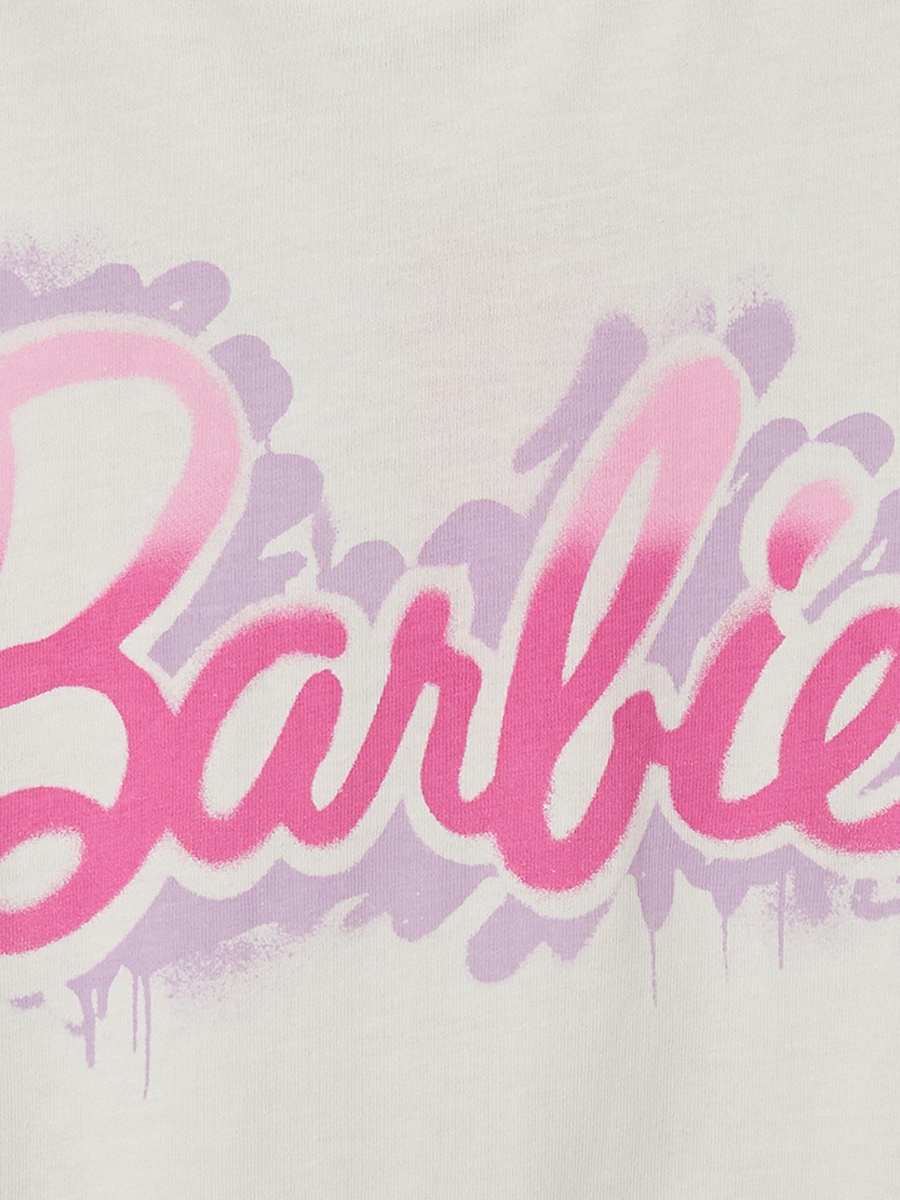 Crew Neck Short Sleeves T-Shirt with Barbie Print