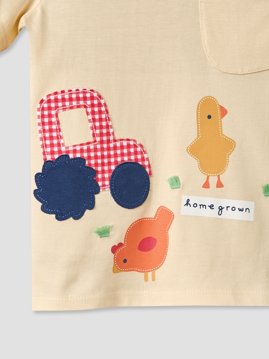 Pack of 3 Round Neck Short Sleeves T-Shirt with Farm Print