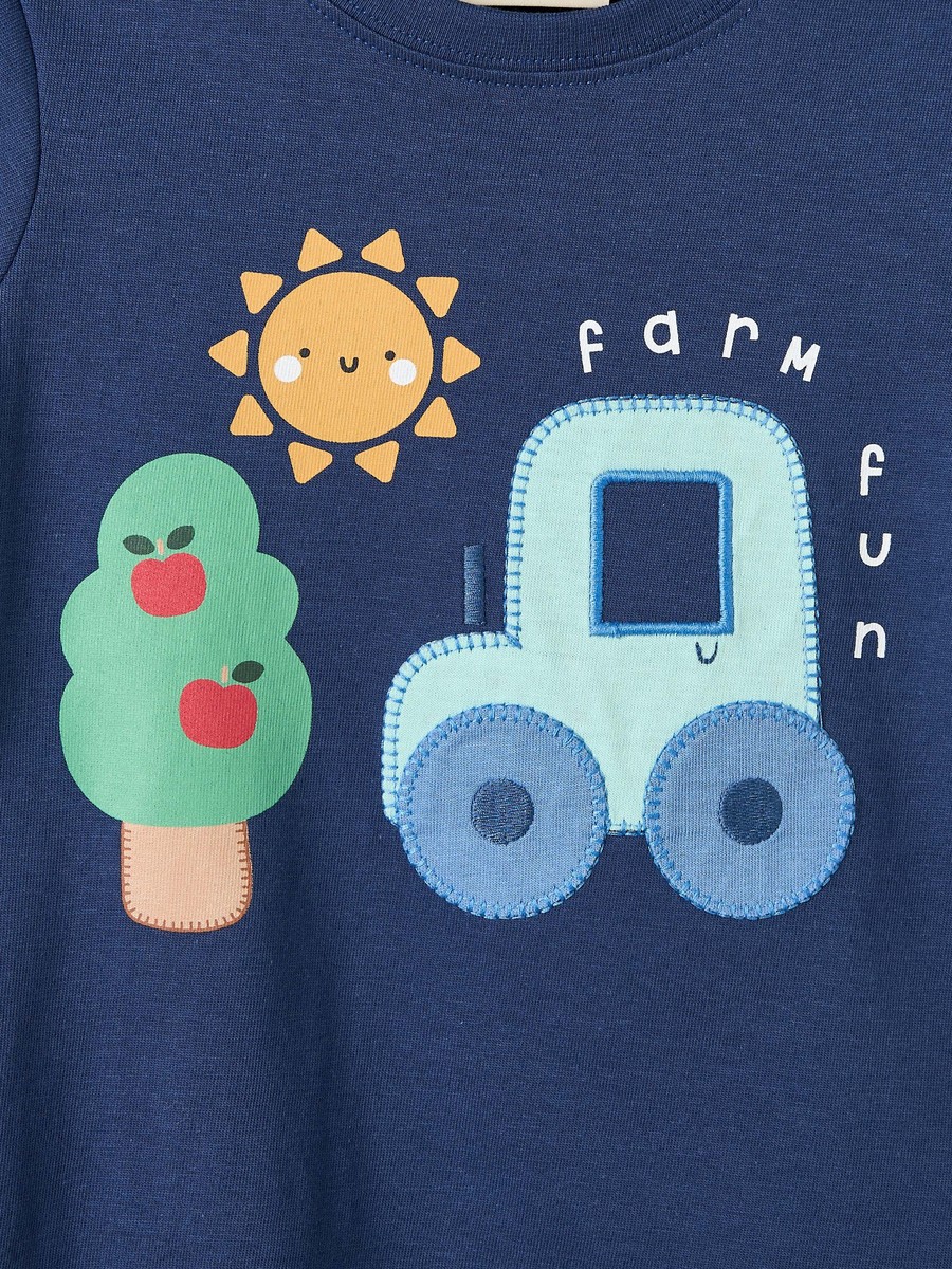 Pack of 3 Round Neck Short Sleeves T-Shirt with Farm Print