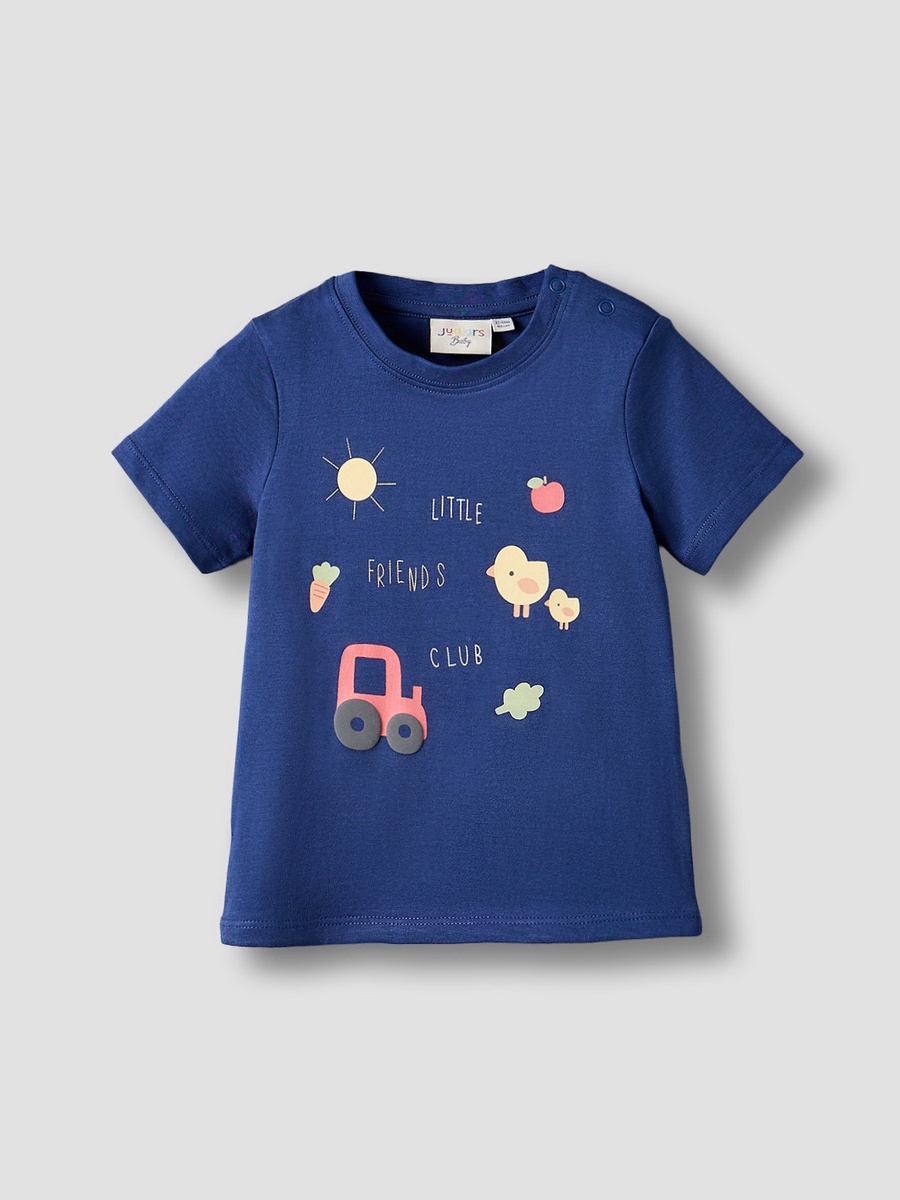 Crew Neck Short Sleeves T-Shirt with Farmyard Print