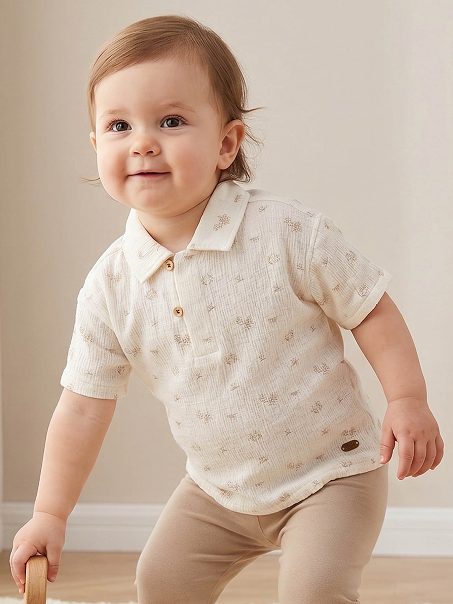 Collared Short Sleeves Polo T-Shirt with Floral Print