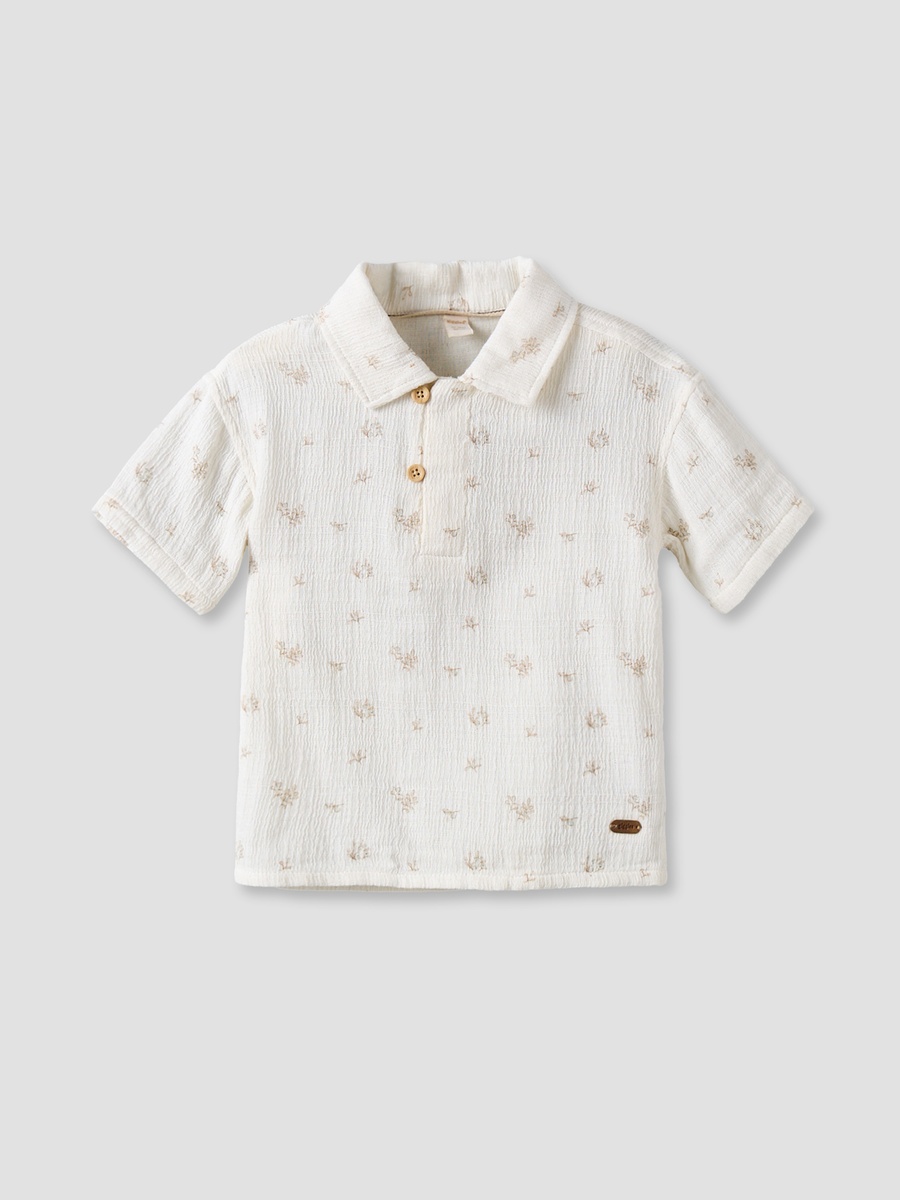 Collared Short Sleeves Polo T-Shirt with Floral Print