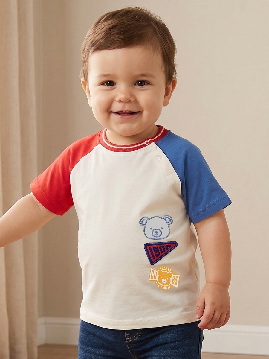 Crew Neck Short Sleeves T-Shirt with Embroidery