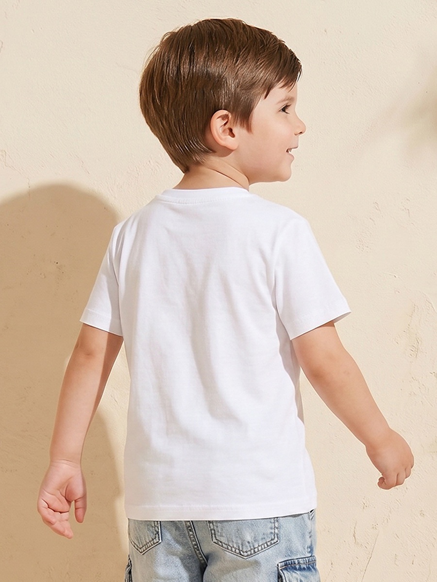 Crew Neck Short Sleeves T-Shirt with Robot Print