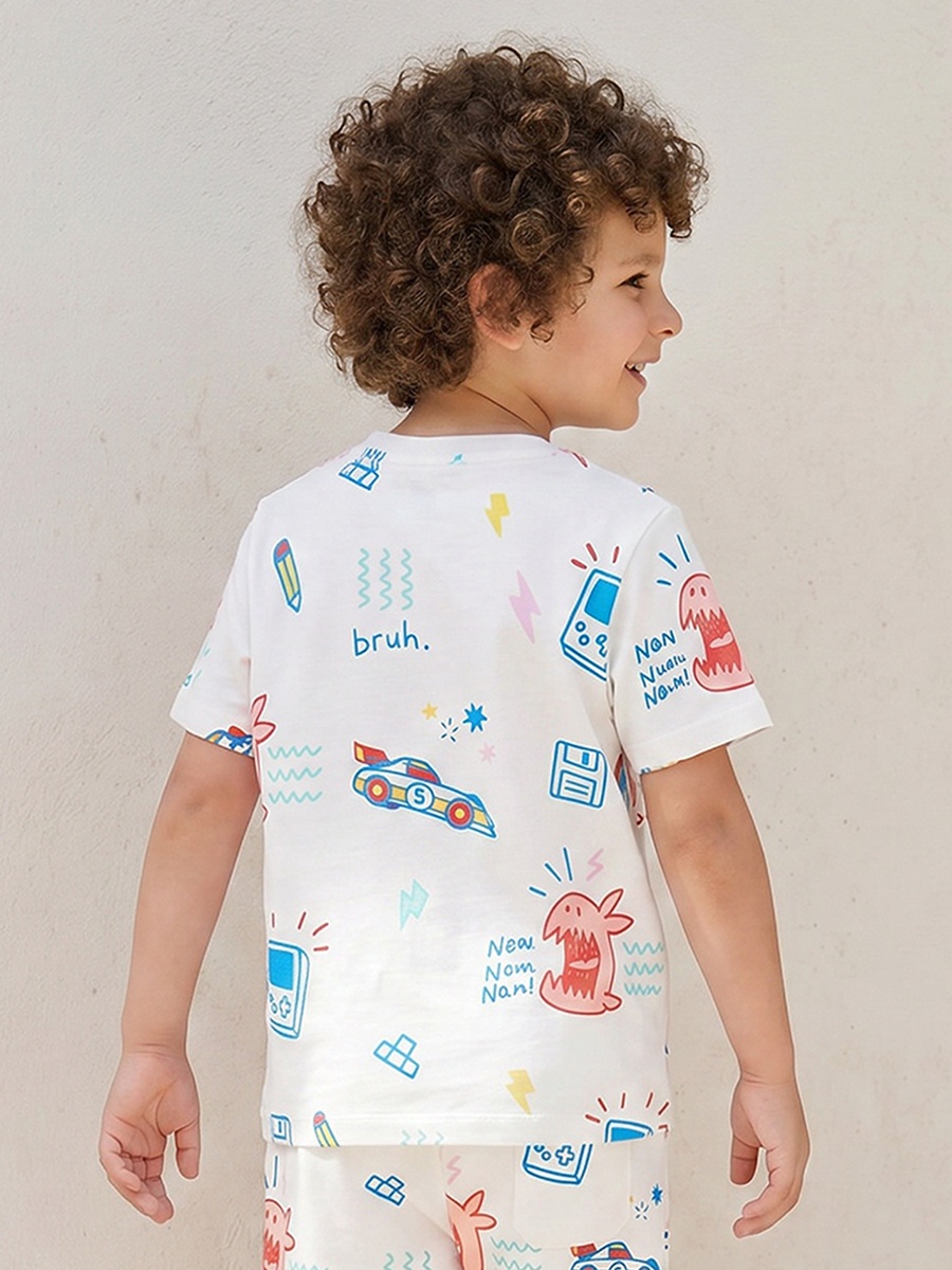 Crew Neck Short Sleeves T-Shirt with Game Print