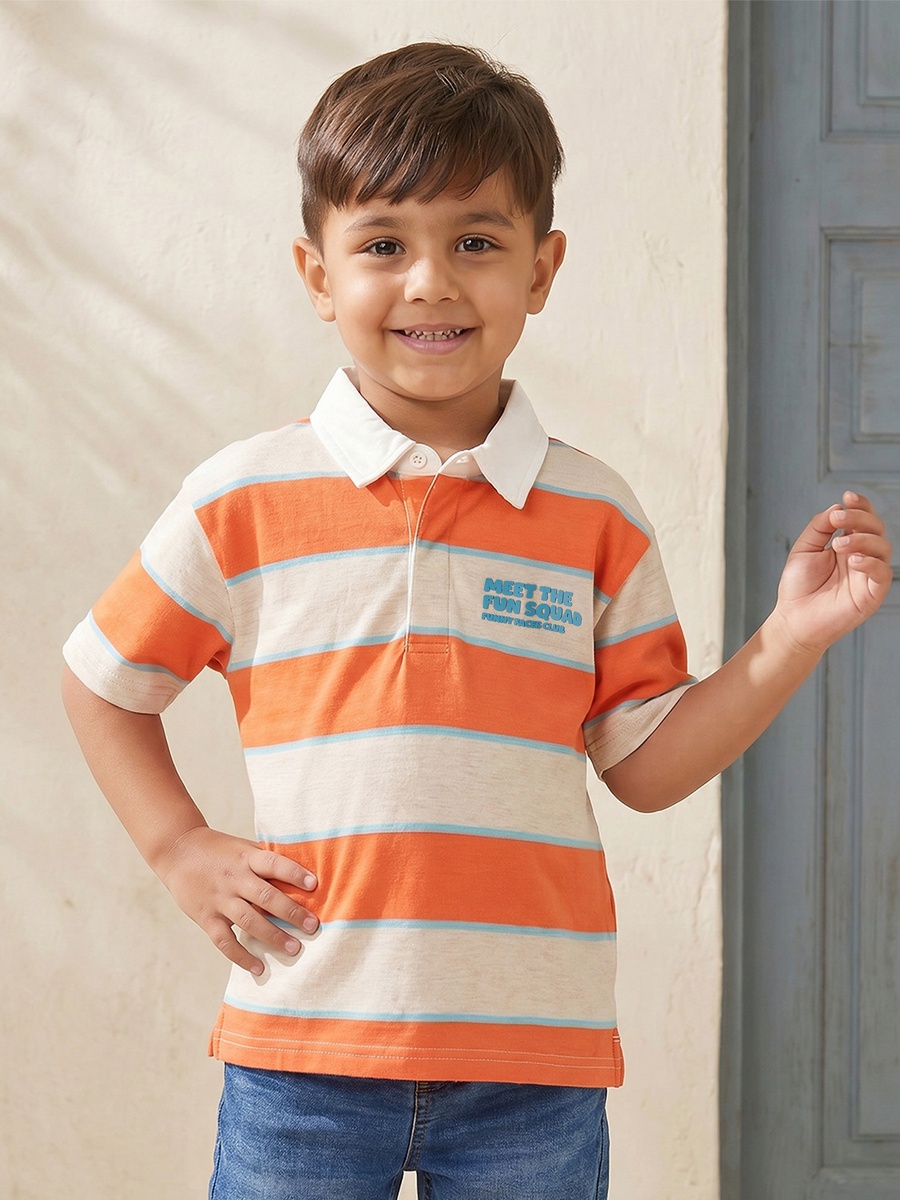 Collared Short Sleeves Polo T-Shirt with Stripes