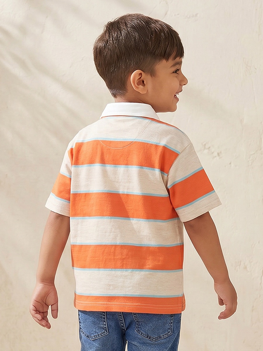 Collared Short Sleeves Polo T-Shirt with Stripes