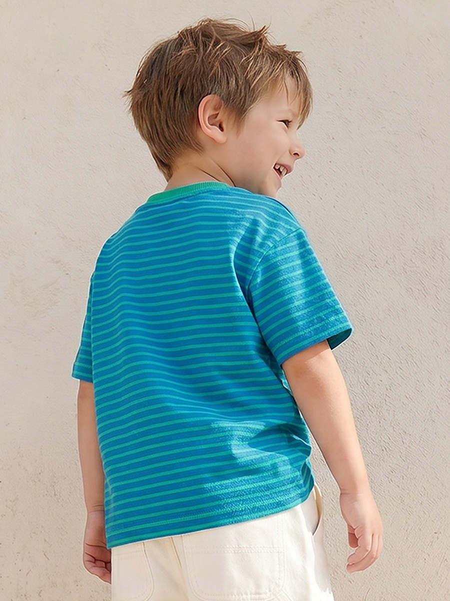 Crew Neck Short Sleeves T-Shirt with Stripes