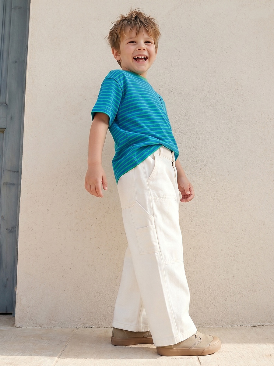Crew Neck Short Sleeves T-Shirt with Stripes