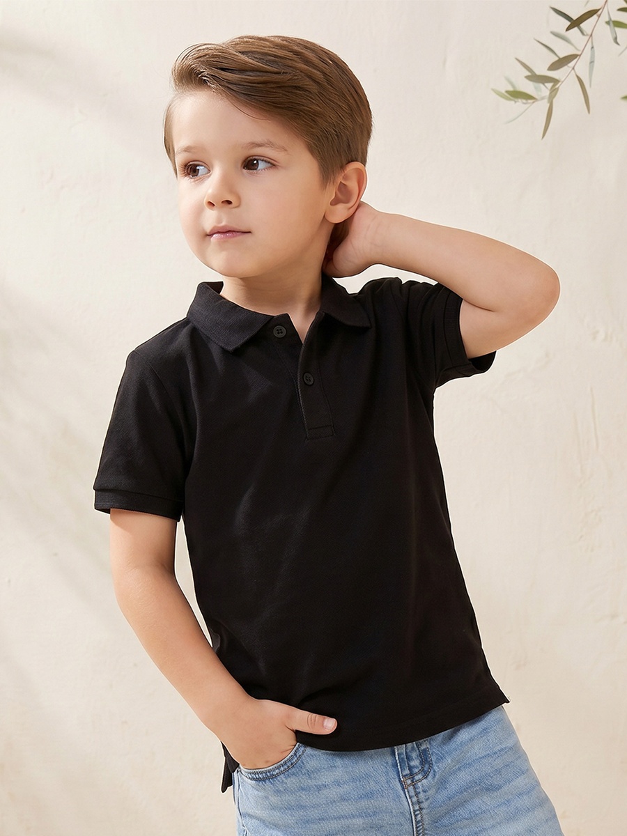 Collared Short Sleeves T-Shirt with Textured Design