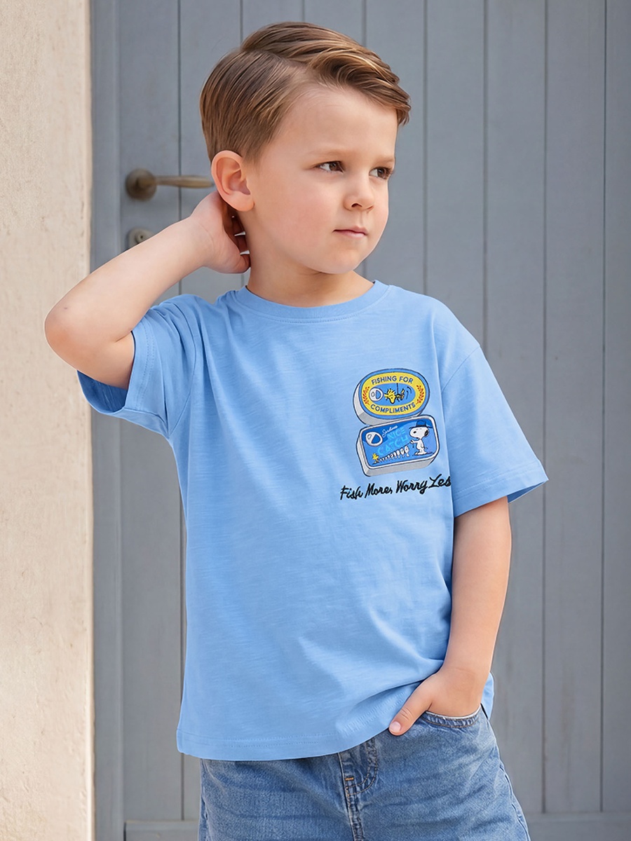Crew Neck Short Sleeves T-Shirt with Peanuts Print