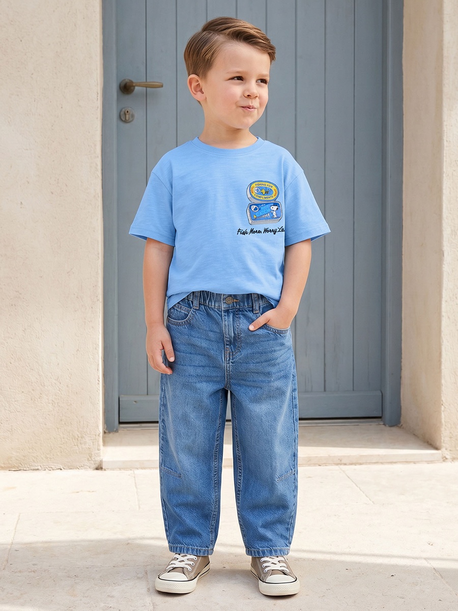 Crew Neck Short Sleeves T-Shirt with Peanuts Print