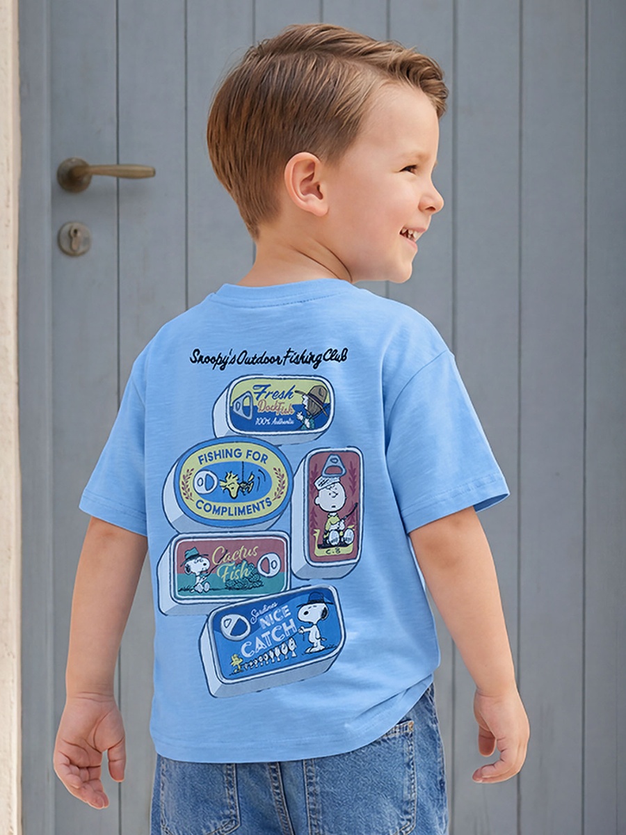 Crew Neck Short Sleeves T-Shirt with Peanuts Print