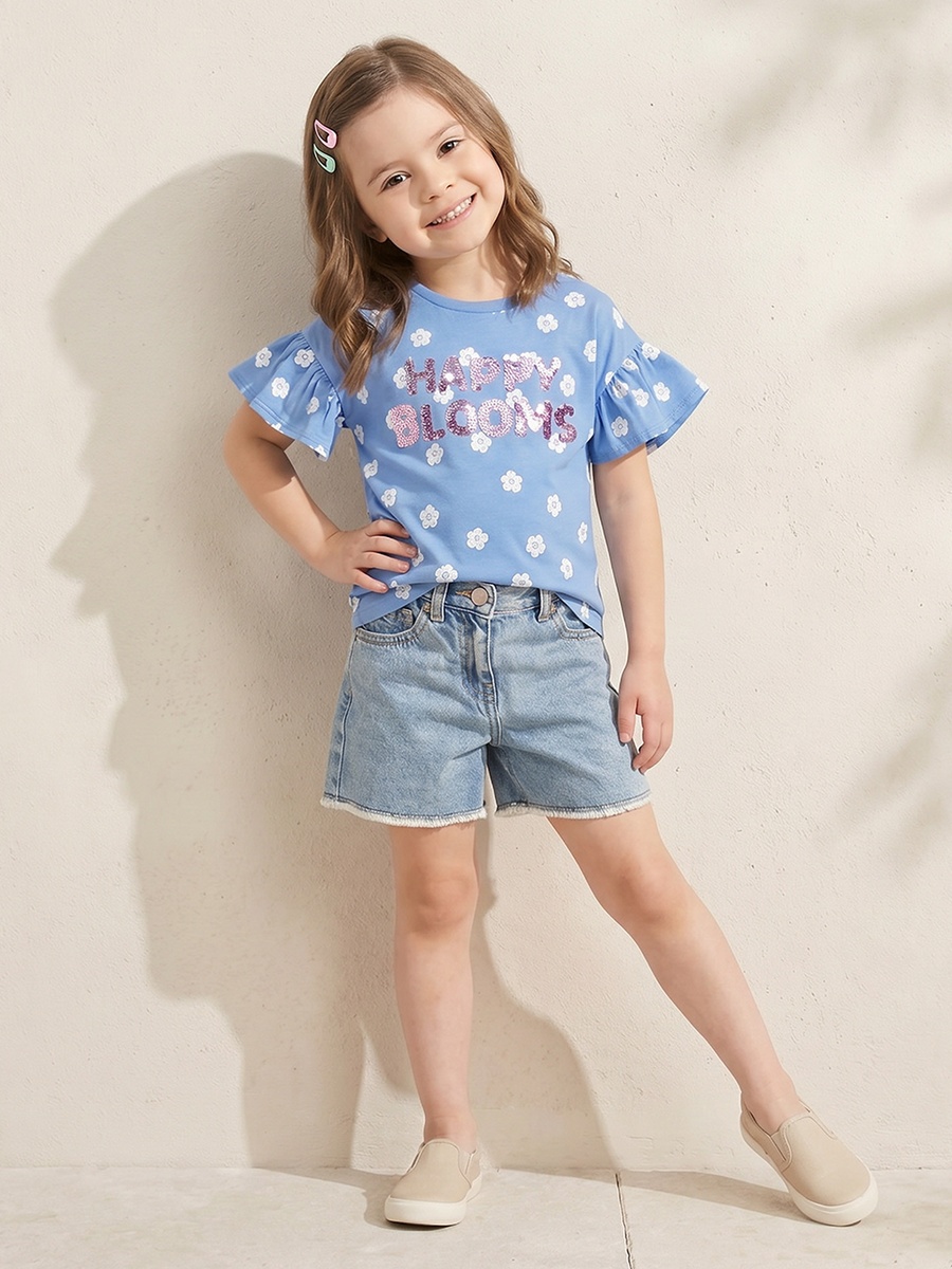 Crew Neck Short Sleeves T-Shirt with Embellishment